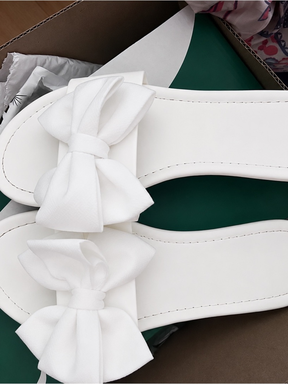SHEIN White Bow Slide Sandals